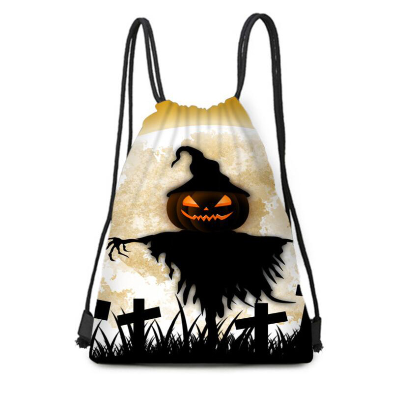 DHLBackpack Holloween Witch Pumpkin Printing Polyester Large Capacity Sport Cycling Drawstring Bag Mix Color