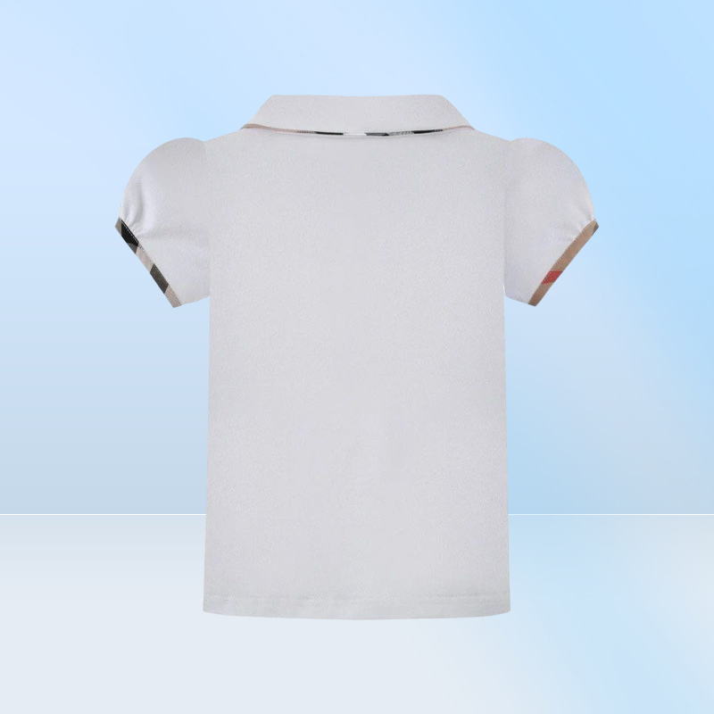 T-shirty letnie dziewczynki bawełniane dziewczyna Turn-Down T-shirt Preppy Style Dzieci Krótkie topy TEES Casual T Shirt5656119