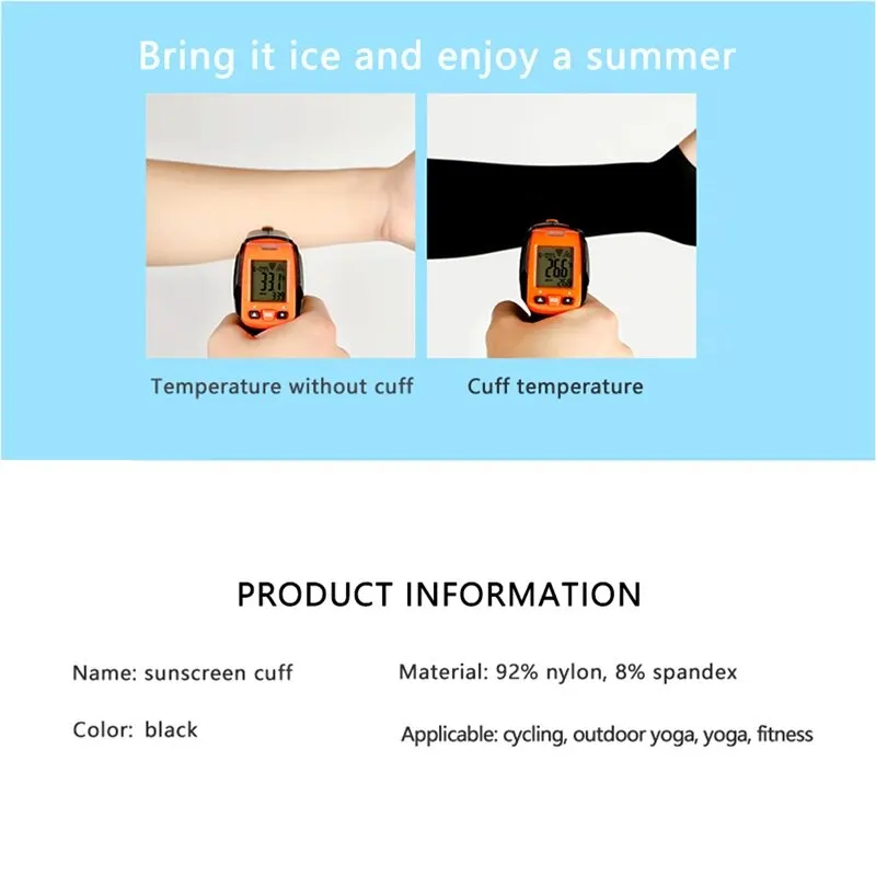 Summer sunscreen Finger Sleeve Ice Cool Wearing High Elastic Elbow Spring Outdoor Riding Fingerless Fishing Custom Ice Silk Sleeve