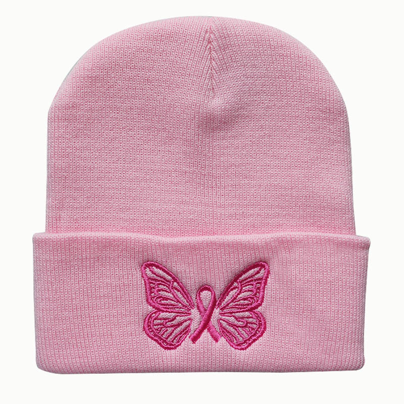 New Fashion Women's Knitted Cap Men's Street Knitted Hats Cute Embroidered Butterfly Pullover Warm Caps