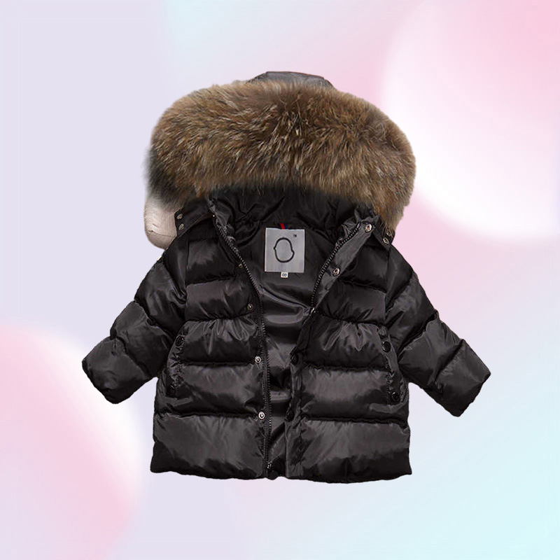 Kids Snowsuit Capuche Hooded Boys Hiver Chéteur Snow Wear Down Cotton Thermal Children Outwear Parkas Fur Collar 413T4897265