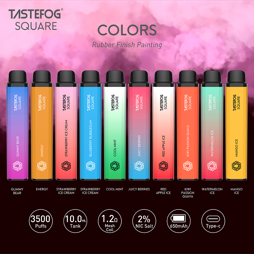 Tastefog Square 3500 Puff使い捨てベイプペン2％650 MAH充電蒸気卸売使い捨て電子タバコ