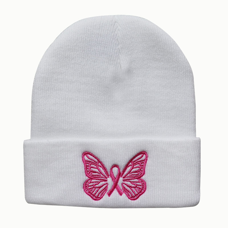 New Fashion Women's Knitted Cap Men's Street Knitted Hats Cute Embroidered Butterfly Pullover Warm Caps