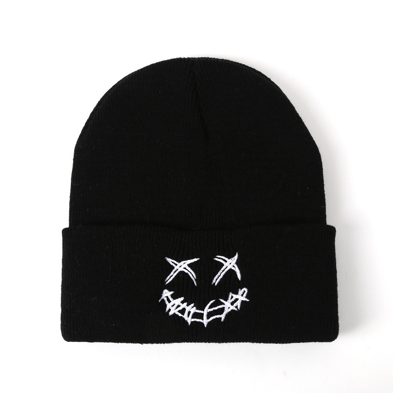 Men's Street Knitted Cap Women's Casual Fall Winter Wool Hats Hip Hop Embroidery Funny Warm Caps