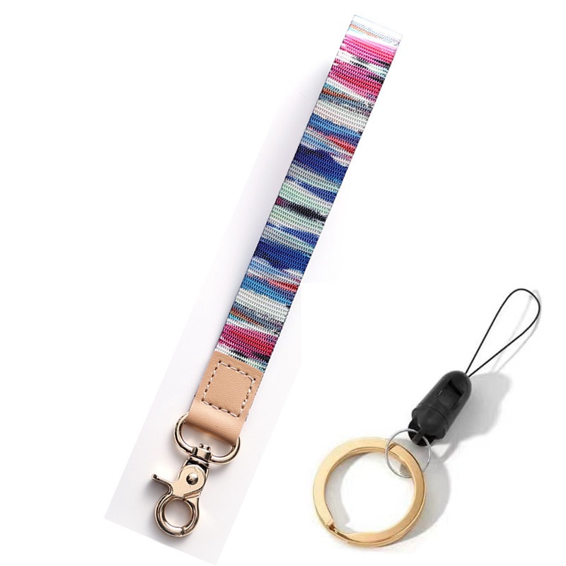 Off Schlüsselbund Hängendes Seil Dreieck Druckmuster Breitband Clip Schlüsselanhänger Handy Lanyard Handschlaufe Anti-verloren Schulterband ca. 16 cm H5N5