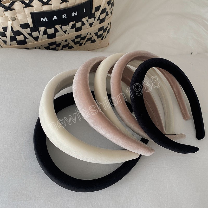 Alta qualidade cor sólida veludo esponja headbands moda acessórios para o cabelo tendência feminina hairband faixa de cabelo hoop menina headwear novo