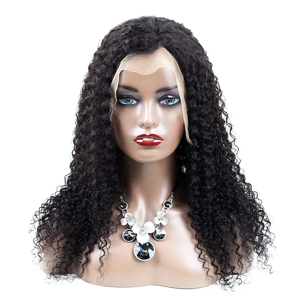 Kinky encaracolado cabelo humano hd peruca frontal cheia do laço pré arrancar peruca de cabelo humano brasileiro 130% densidade