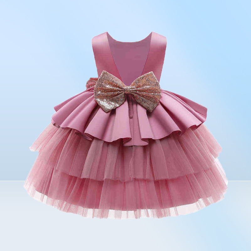 Newborn Baby Girl 1 Year 1st Birthday Party Dress Infant Girls Dresses Ball Gown Princess Tutu Dress Sequin Bow Baby Girl Vestid G2330745