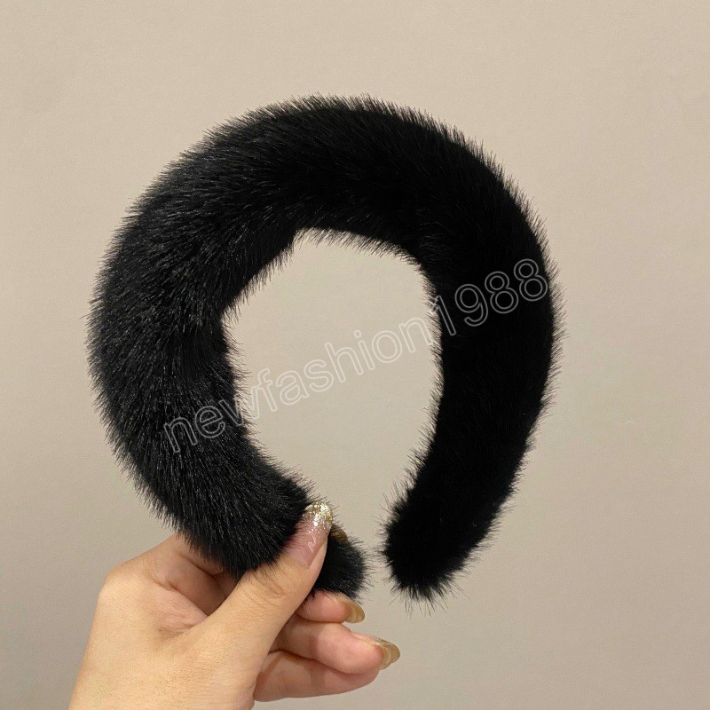 Winter Imitatie Nertsen Pluche Bont Spons Hoofdbanden Mode Haaraccessoires Dames Trend Casual Haarband Haarband Hoepel Meisje Nieuw