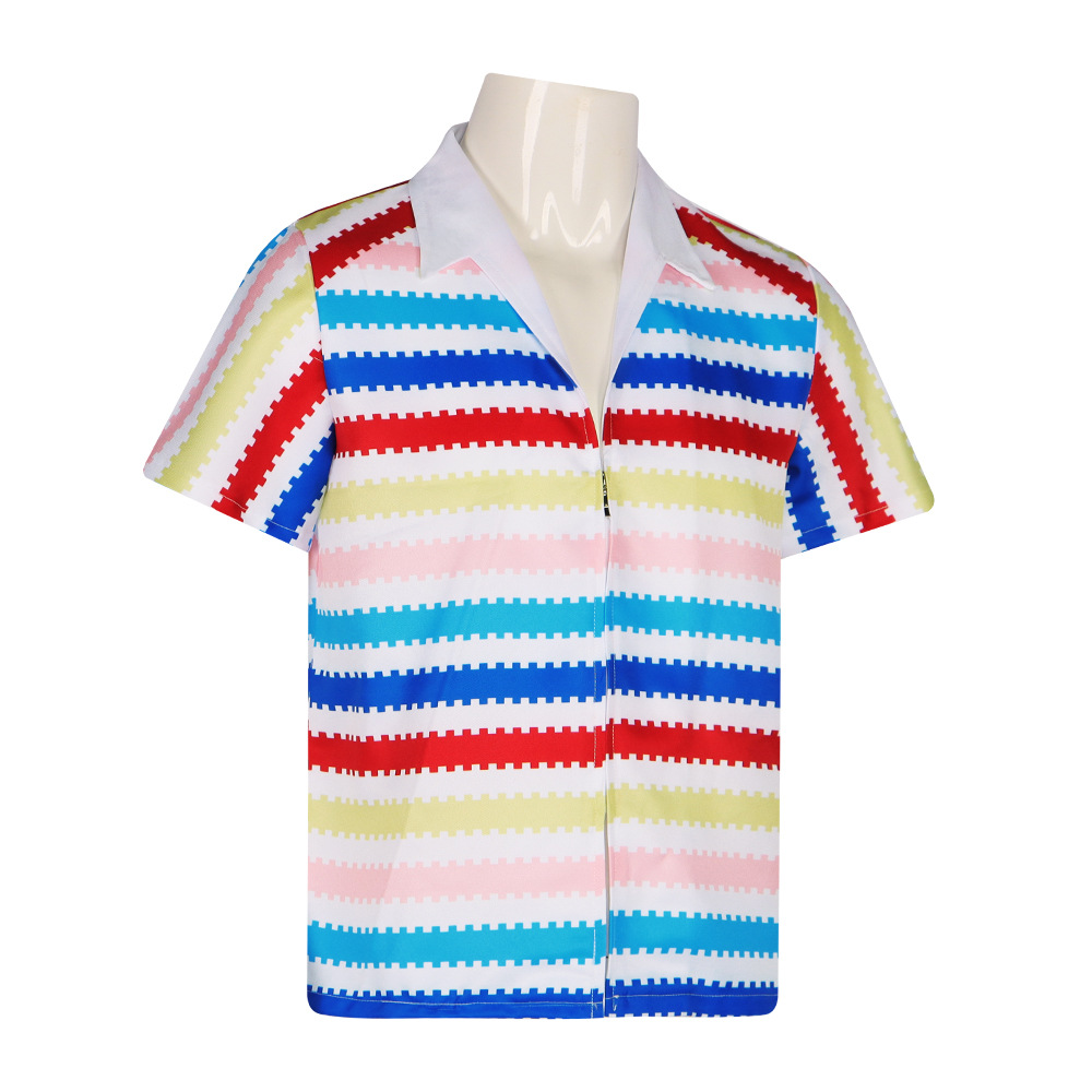  costume Ellen striped shirt Rainbow beach shirt Hawaiian shirt cosplay