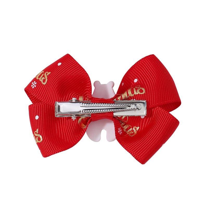 Cartoon Santa Claus Snowman Children Hairpin Barrettes Kids Print Bow Baby Girls Festival Decoration Hair Accessories