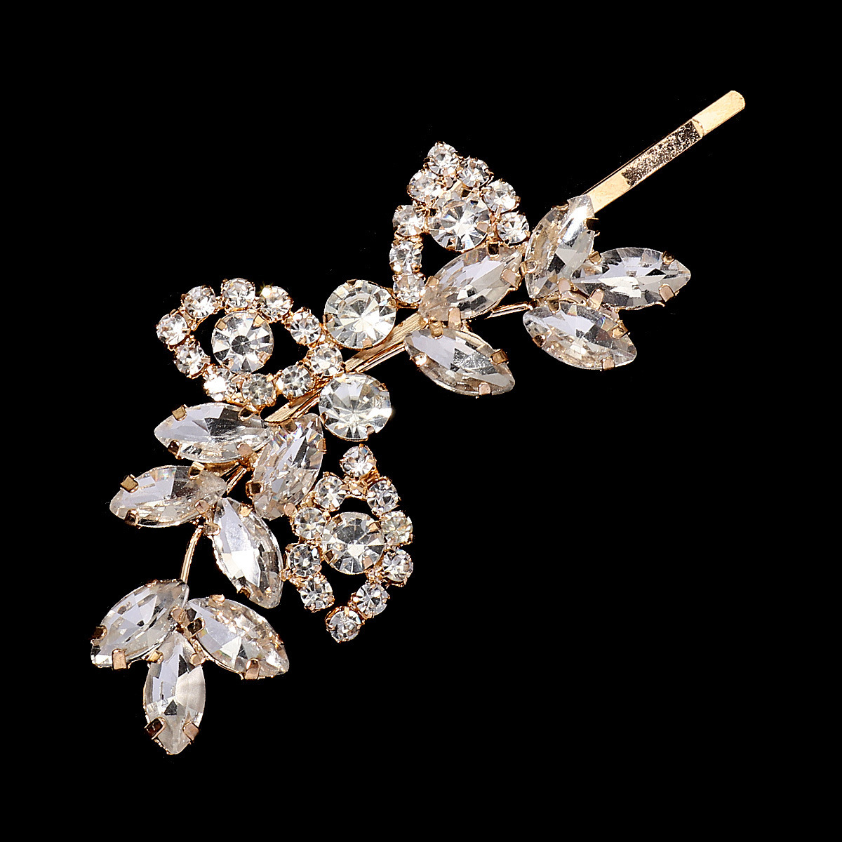 New hair accessories rhinestone leaf hair clip bride's wedding side clip versatile bride style