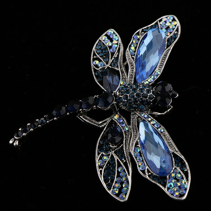 Pins broches azul cristal vintage libélula broches para mulheres de alta qualidade moda inseto broche pinos casaco acessórios animais jóias presentes 231025