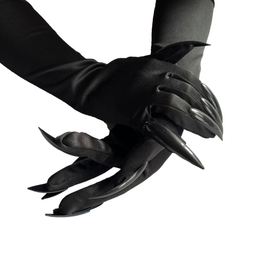 Cool Halloween Gloves Long Ghost Claw Dress Up Gloves Fashion Black Long Nails Cosplay Halloween Funny Gloves