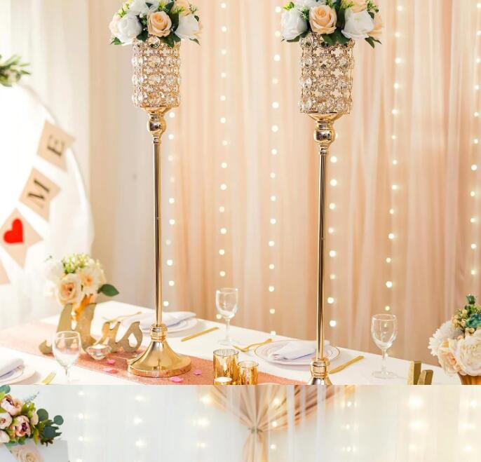 Bröllopsbord Centerpieces Vase: Gold Vases Crystal Flower Stand Metal Flowers Centerpieces Stands For Weddings Birthday