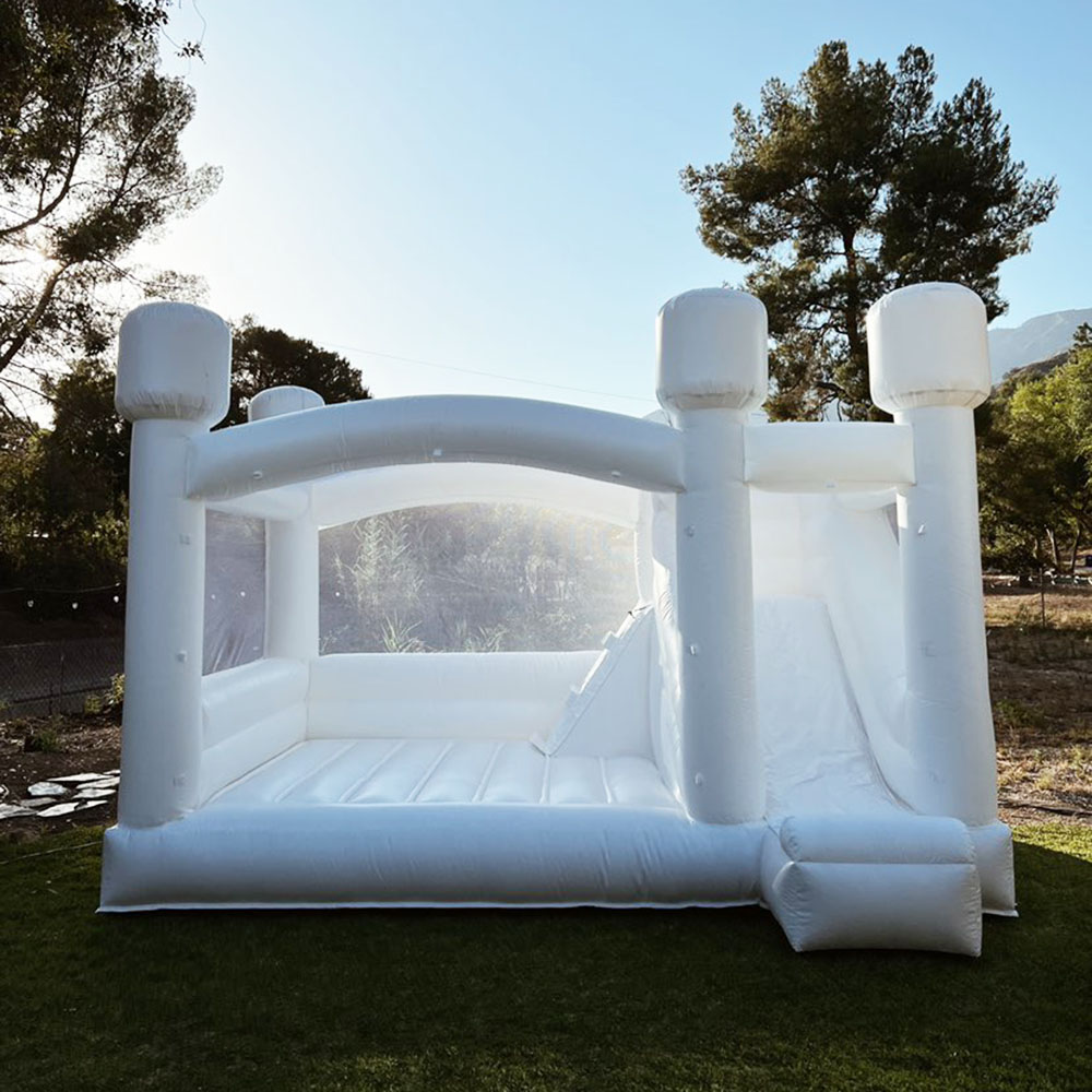 Commercial Giant White Bounce House combo Inflatable Bouncy Castle with Slide full PVC Jump House for Birthday, Party, Wedding with blower free air shipping