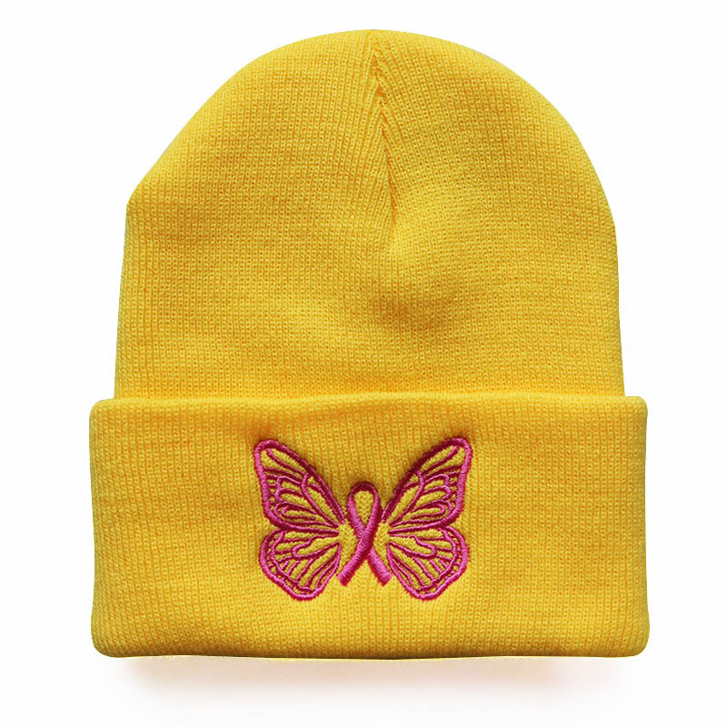 New Fashion Women's Knitted Cap Men's Street Knitted Hats Cute Embroidered Butterfly Pullover Warm Caps