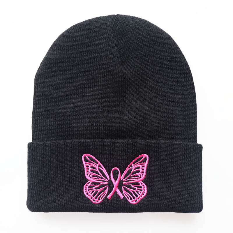 New Fashion Women's Knitted Cap Men's Street Knitted Hats Cute Embroidered Butterfly Pullover Warm Caps