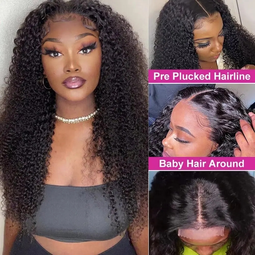 HD Transparent Curly Human Hair Wigs Pre Plucked With Baby Hair 13x4 Lace Frontal Wig Brazilian Kinky Curly brazilian Hair Wigs