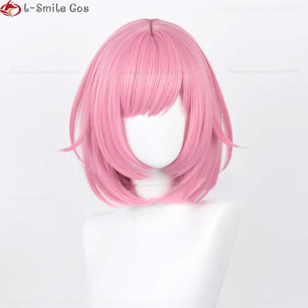 Trajes de Catsuit Ootori Cosplay Anime Projeto SEKAI COLORIDO ESTÁGIO Emu 34cm Curto Rosa Resistente ao Calor Perucas de Cabelo Sintético + Peruca Cap