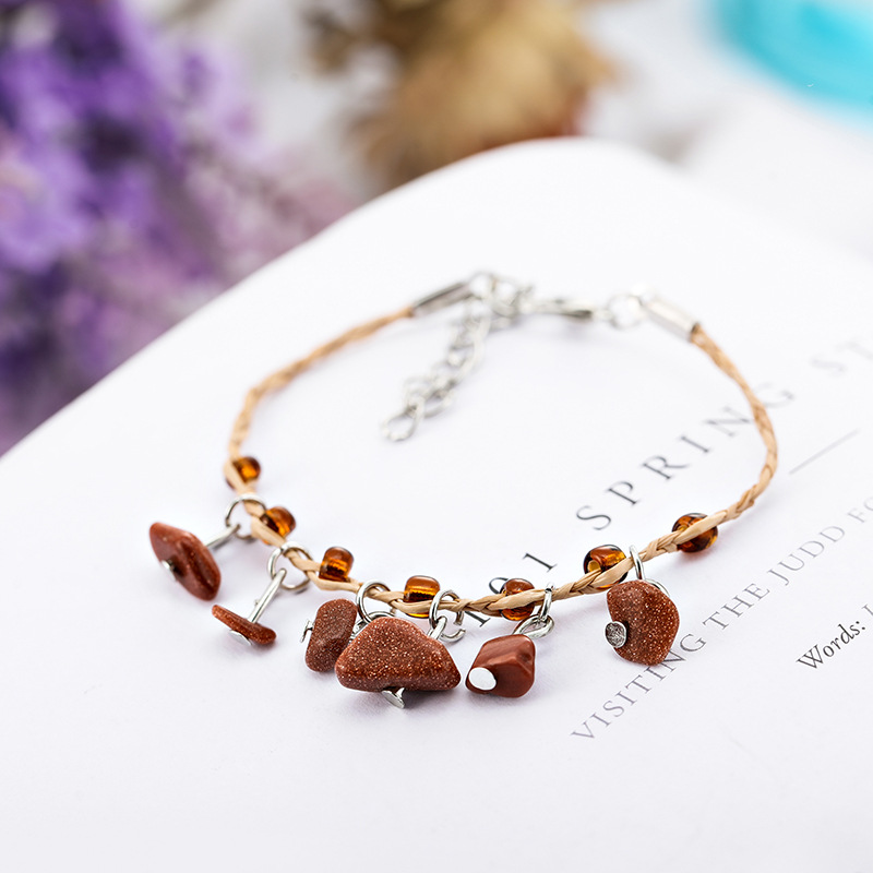 Boho Handmade Natural Stone Anklet for Women Agate Charm Anklet Multicolor Gravel Opal Anklet Summer Foot Chain Beach Jewelry Wholesale Factory Price