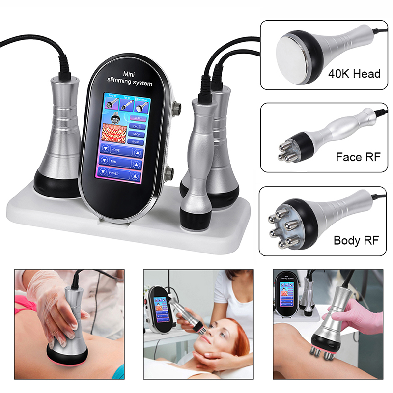 Handhållen bärbar 3 i 1 40K Cavitation Slimming Device 40K RF Slimming Machine For Home Use Face Lifting Body Shaping Drawing Vikt Minska fettförlust Anti åldrande