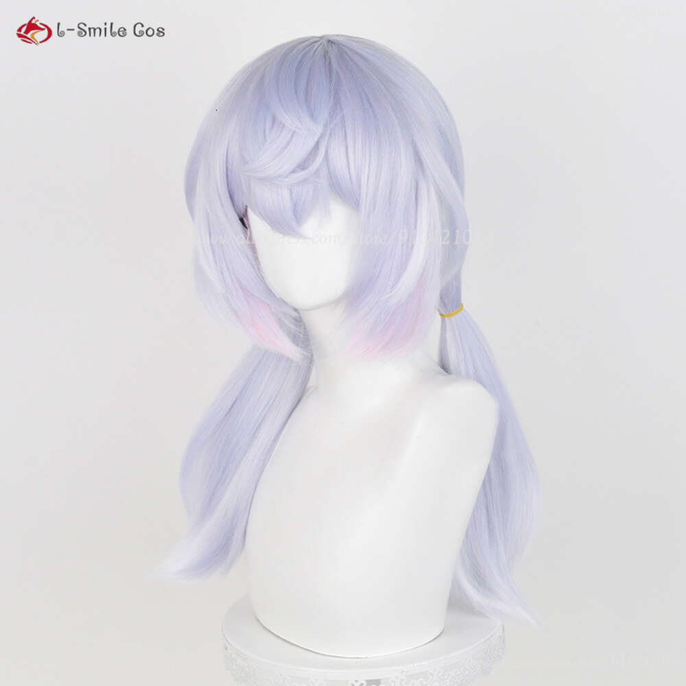 Catsuit Kostüme Genshin Impact Fontaine Sigewinne Cosplay 55 cm hellviolett Highlights Pink Anime Perücken Hitzebeständige Haarparty -Perücken