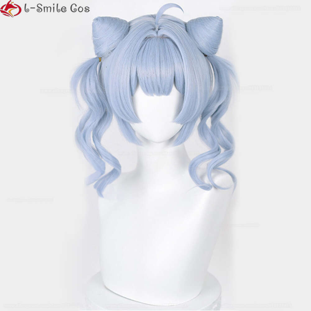 Catsuit Costumes VTUBURE EN7 Xsoleil Lanza Cosplay 35cm Krótkie jasnoniebieskie fioletowe peruce zaion odporne na ciepło włosy Nijisanjien + Wig Cap