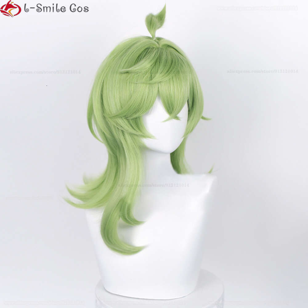 Catsuit Costumes Game Genshin Impact Cosplay Sumeru Collei 55 cm Długie zielone ciepło odporne na syntetyczne włosy Halloweenowe peruki + Wej Cap