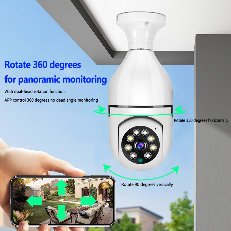 IP Camera 2MP E27 Bulb Full Color Wifi Indoor Mini Tuya Smart Home Surveillance Camera Security Baby Monitor Video Pet Cam