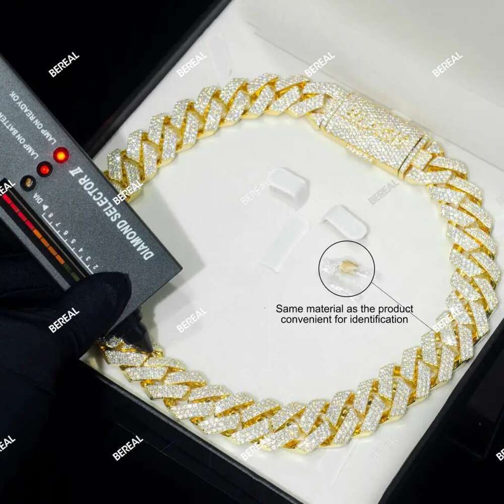 T GG 10K Gold Moissanite Miami Naszyjnik Hip Hop Styl Real 14K 18K Solid Gold Moissanite Cuban Link Chain Fine Jewelry dla mężczyzn