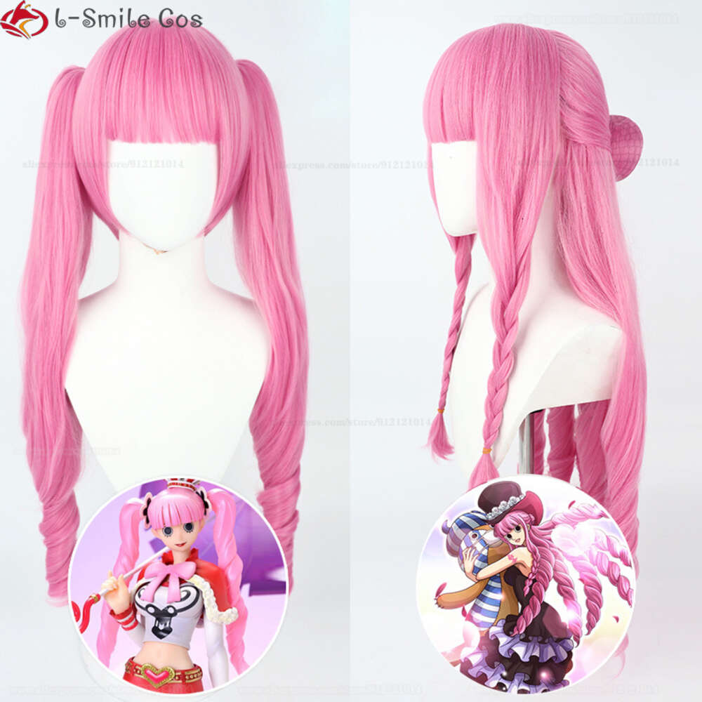 Catsuit Costumes Anime Cosplay 80cm Long Pink Curl Style Perona Heattance Synthetic Hair Party 여성 가발 + Wig Cap