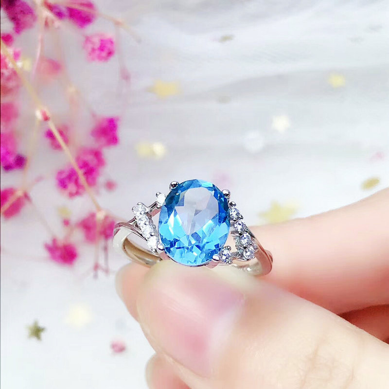 Damen-Mode-Hochzeitsschmuck-Ring, himmelblauer Kristall, Zirkon, Diamant, Weißgold, Öffnungsring, roter Kristall, Roségold-Ring, Party, Geburtstag, Geschenk, verstellbar