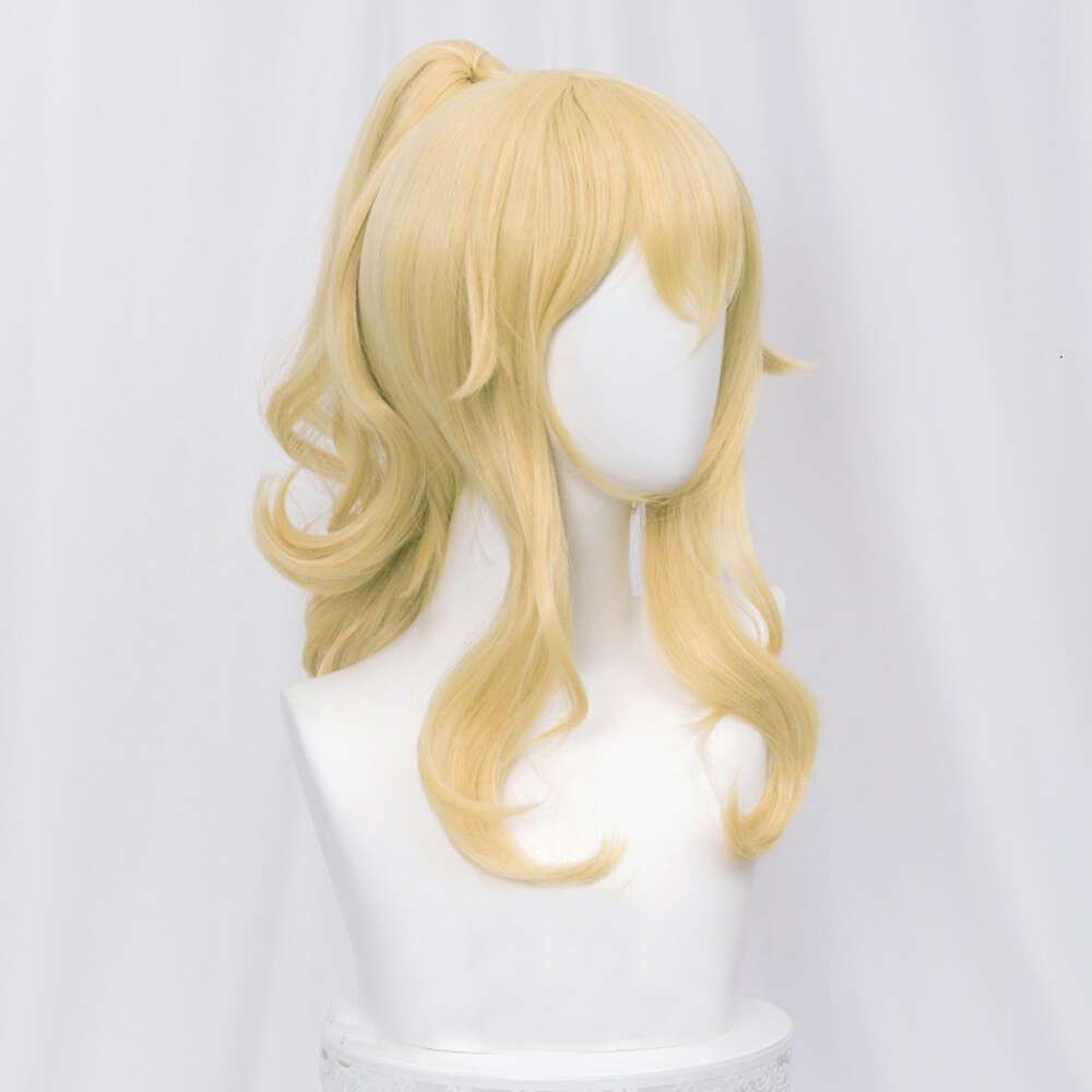 Catsuit Costumes Yandere simulateur Musume Ronshaku 45 cm longue perruque blonde avec pince queue de cheval cheveux résistants à la chaleur Cosplay perruques