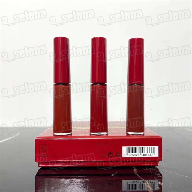 Set di lucidalabbra mini formato 3 pezzi di marca Cosmetici # 400 # 206 # 405 Rossetti liquidi a lunga durata Regalo di Natale 3 * 3,5 ml