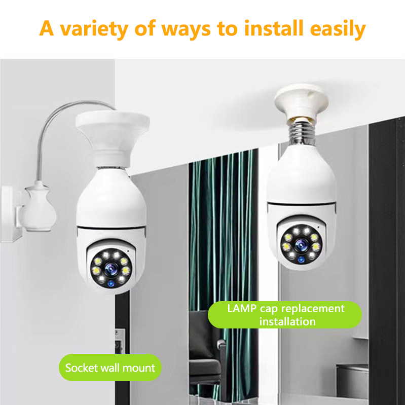 IP Camera 2MP E27 Bulb Full Color Wifi Indoor Mini Tuya Smart Home Surveillance Camera Security Baby Monitor Video Pet Cam