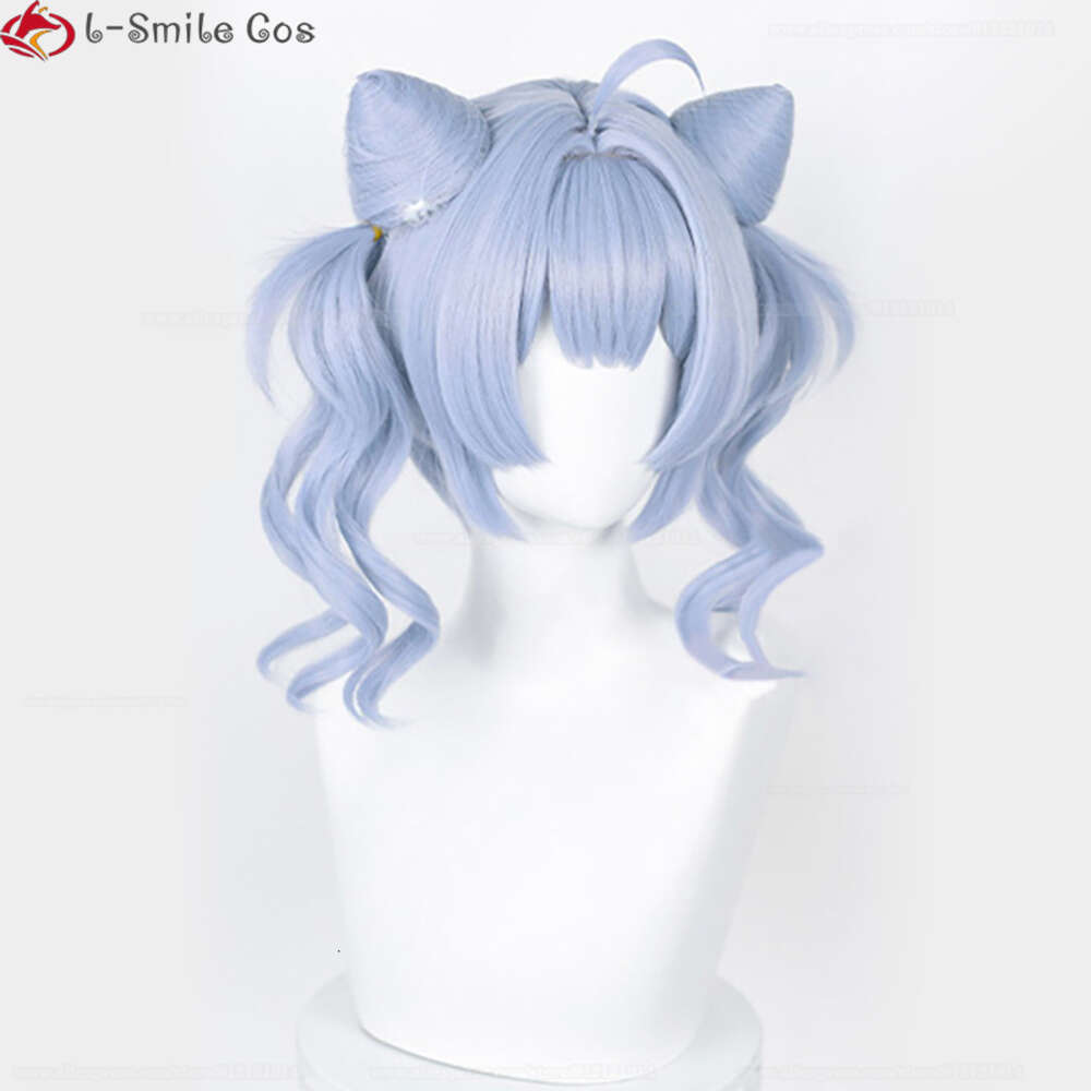 Catsuit Costumes VTUBURE EN7 Xsoleil Lanza Cosplay 35cm Krótkie jasnoniebieskie fioletowe peruce zaion odporne na ciepło włosy Nijisanjien + Wig Cap