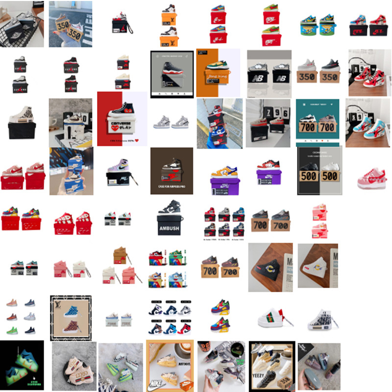 Sneakers 3D Sport Buty Cartoon Siły Słuchawki Paski do Apple Airpods 1 2 3 Pro Pro2 Bezprzewodowe ładowanie słuchawkowe Miękki pokrywę