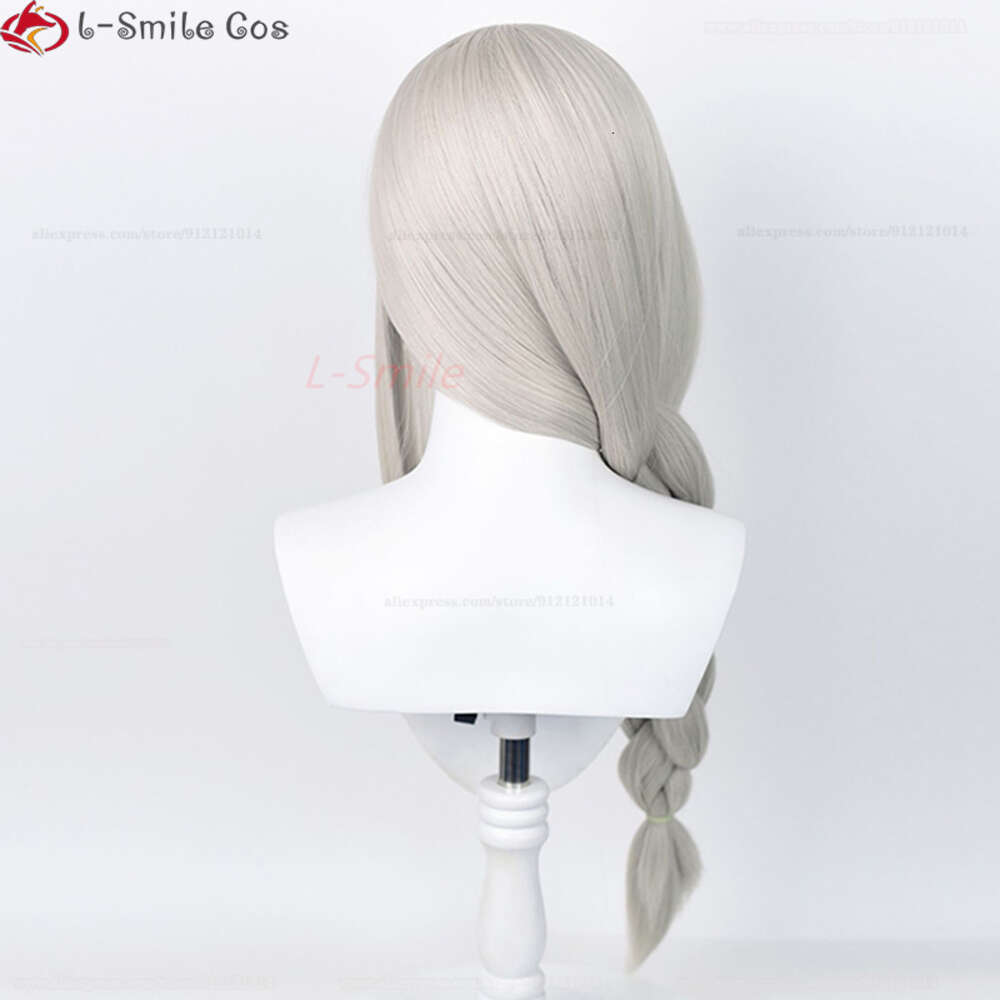 Catsuit Costumes Cosplay Vtuber ILUNA Aia Amare 80 cm de Long lin gris tresses épaisses résistant à la chaleur perruques de cheveux synthétiques + bonnet de perruque