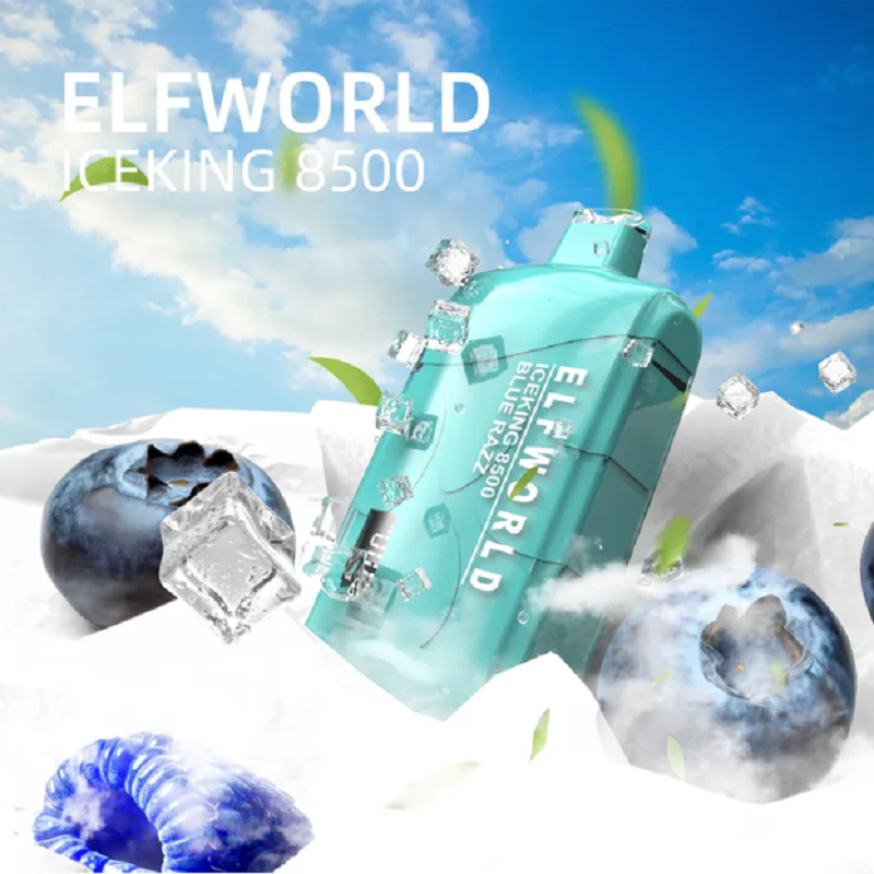 Оригинальная электронная сигарета ELFWORLD ICEKING 8500 затяжек, сетчатая катушка, одноразовая вейп-ручка, 550 мАч, 17 мл, жидкость и аккумулятор, цифровой дисплей