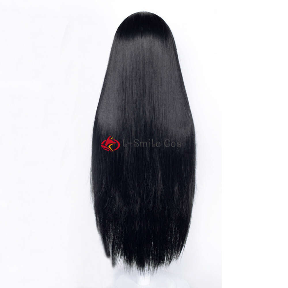 Catsuit Costumes Morticia Addams 80cm 100cm Long Centre Parting Black Straight Family WEDNESDAY ADAMS Cosplay Hair Wigs + Wig Cap