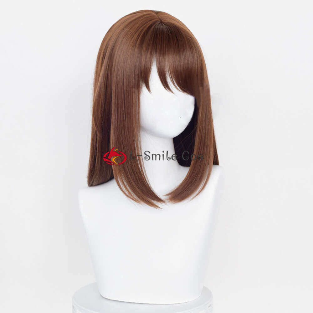 Catsuit Costumes 게임 앙상블 스타 Anzu Brown Red Long 43cm 코스프레 가발은 난방 합성 헤어 할로윈 애니메이션 ES + Wig Cap