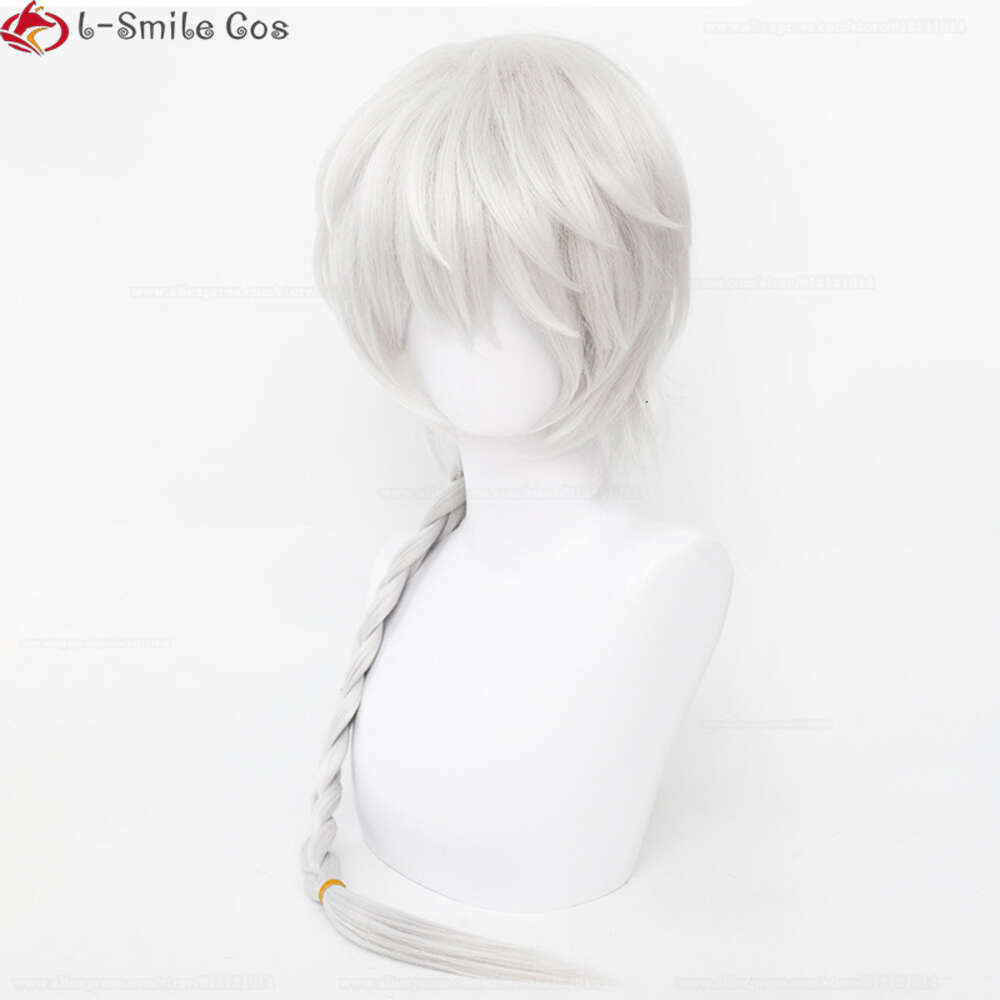 Catsuit Costumes Cosplay Anime Bungo Stray Dogs säsong 4 Nikolai Gogol Long White Braid värmebeständiga hår peruker + peruk lock