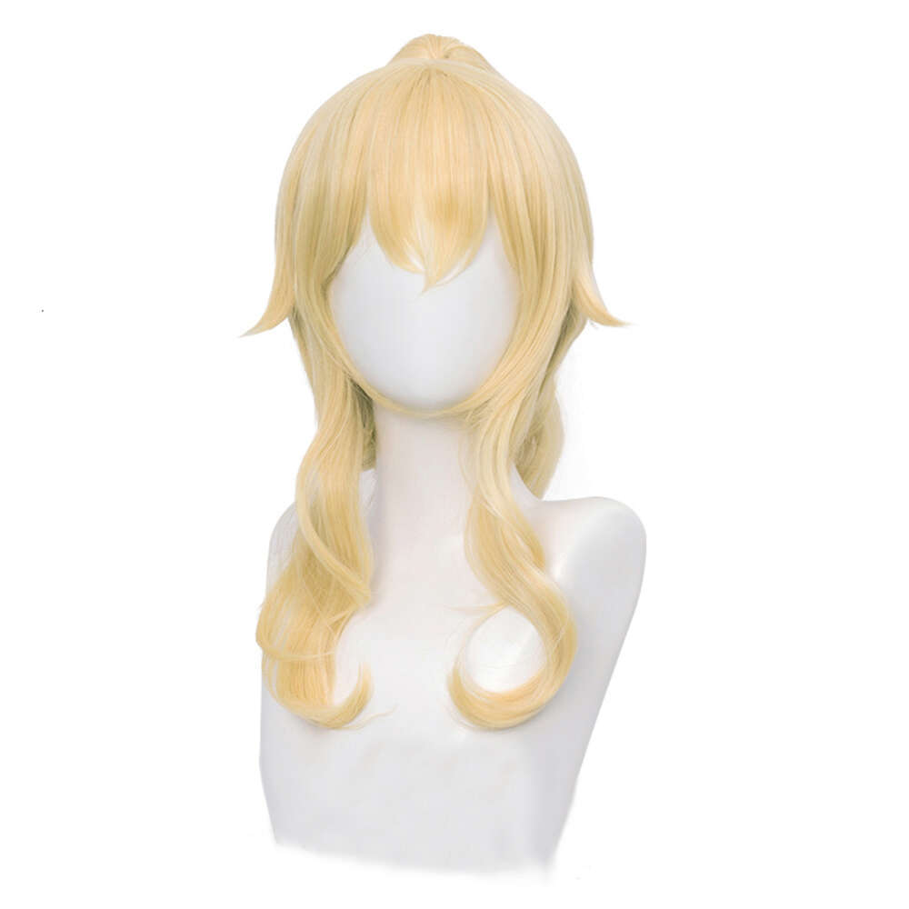 Catsuit Costumes Yandere simulateur Musume Ronshaku 45 cm longue perruque blonde avec pince queue de cheval cheveux résistants à la chaleur Cosplay perruques