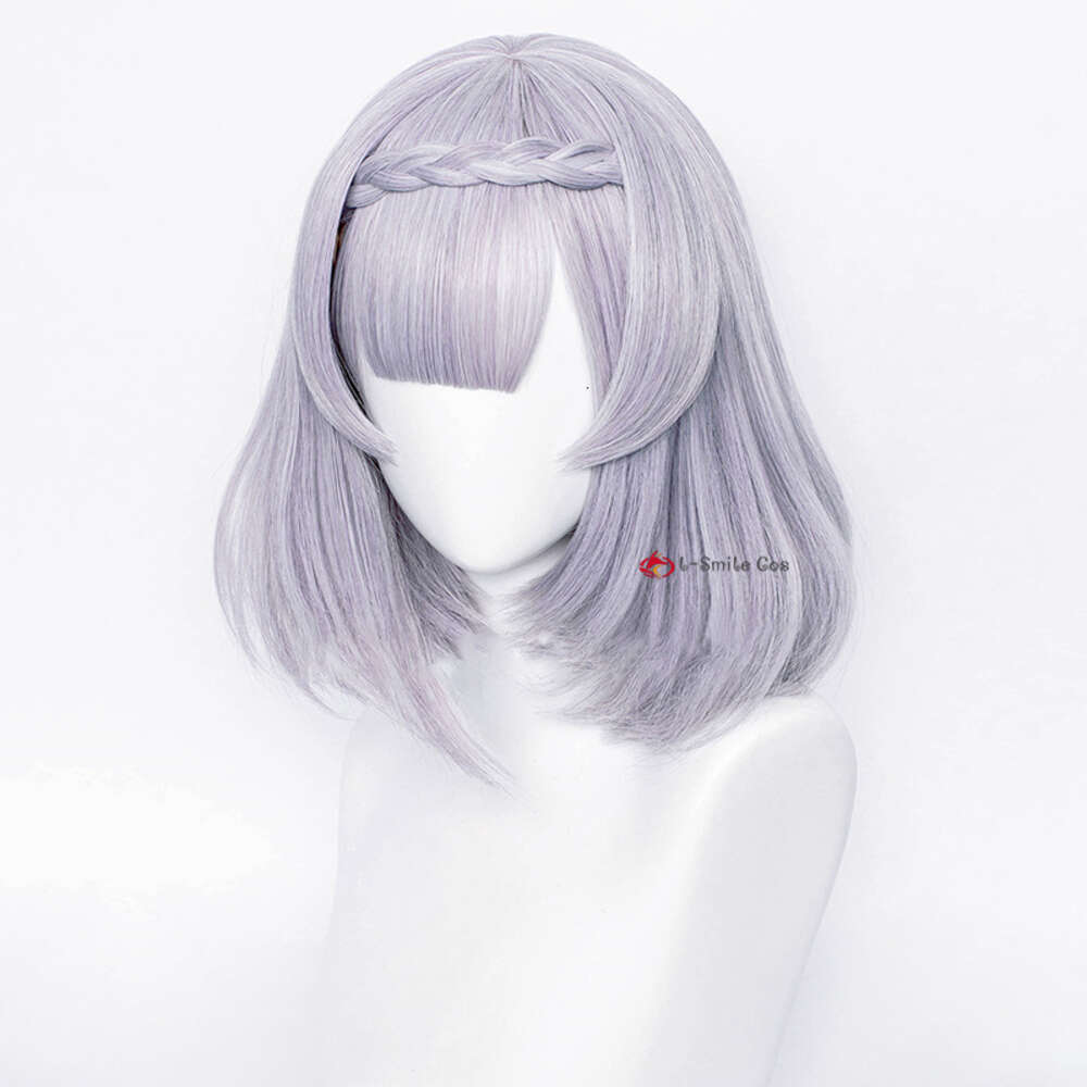 Catsuit Costumes Game Genshin Impact Noelle Sier Purple Short Cosplay Wigs med flätat värmebeständigt syntetiskt hår Anime + peruk lock