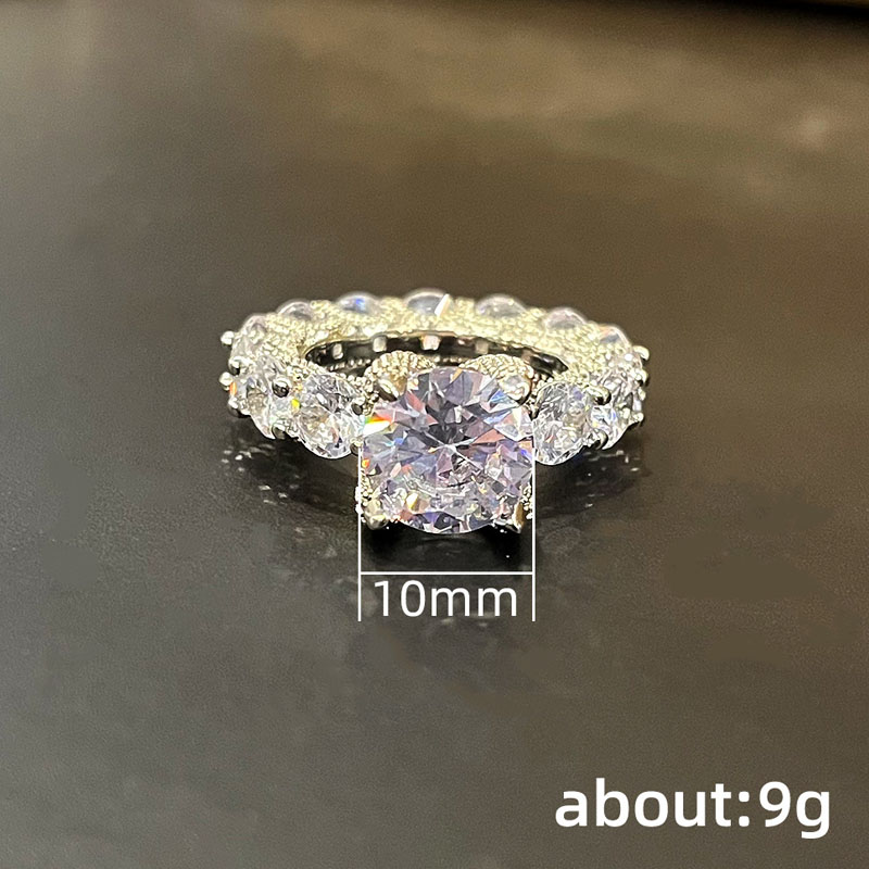 New Arrival Top Sell Luxury Jewelry Large Round Cut White Topaz CZ Diamond Rings Women Wedding Bridal Ring