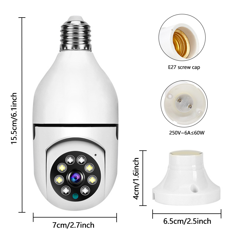 IP Camera 2MP E27 Bulb Full Color Wifi Indoor Mini Tuya Smart Home Surveillance Camera Security Baby Monitor Video Pet Cam