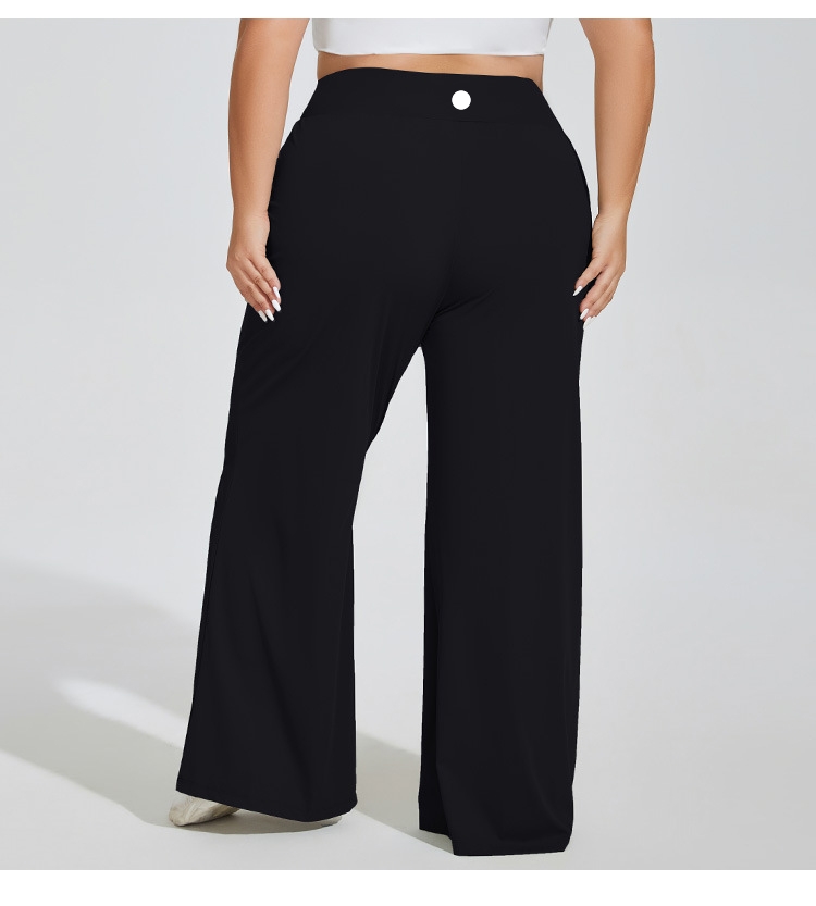 LUwomen-1610 Pantalon de Yoga grande taille pantalon à jambes larges taille haute pantalon de sport décontracté élastique séchage rapide pantalon de Fitness