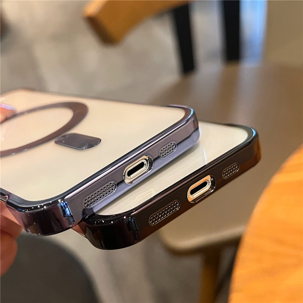 Magnetic Frameless Transparent Slim Case for iPhone 15 Pro Max 15 14 13 12 11 Mag Safe Back Cover