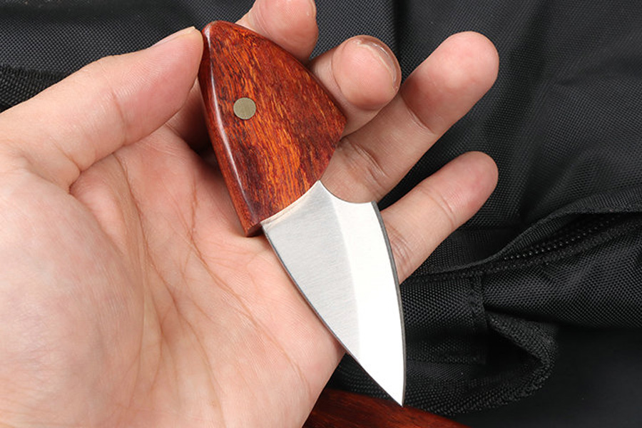 Маленький карманный нож EDC D2 с атласным лезвием из палисандра, брелок для ключей, ножи для уличного снаряжения с деревянными ножнами